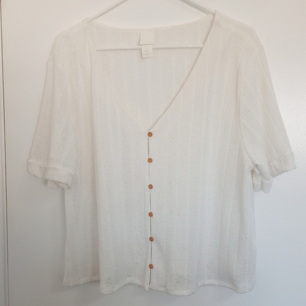 Button up White Cardigan Top